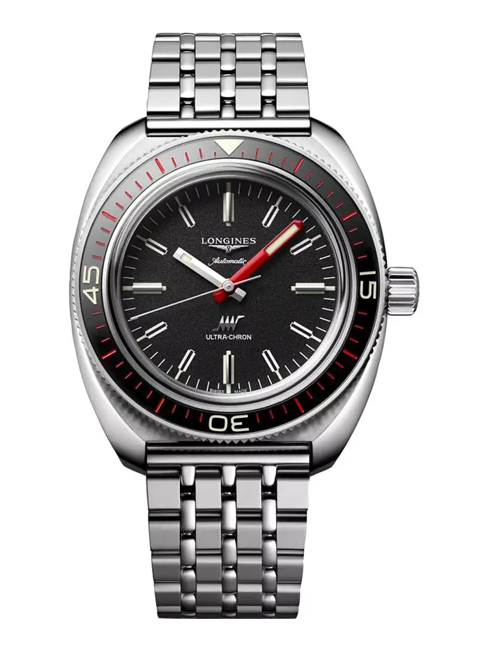 Мужские швейцарские автоматические часы Ultra-Chron на стальном браслете, 43 мм Longines — изображение 1 из 5