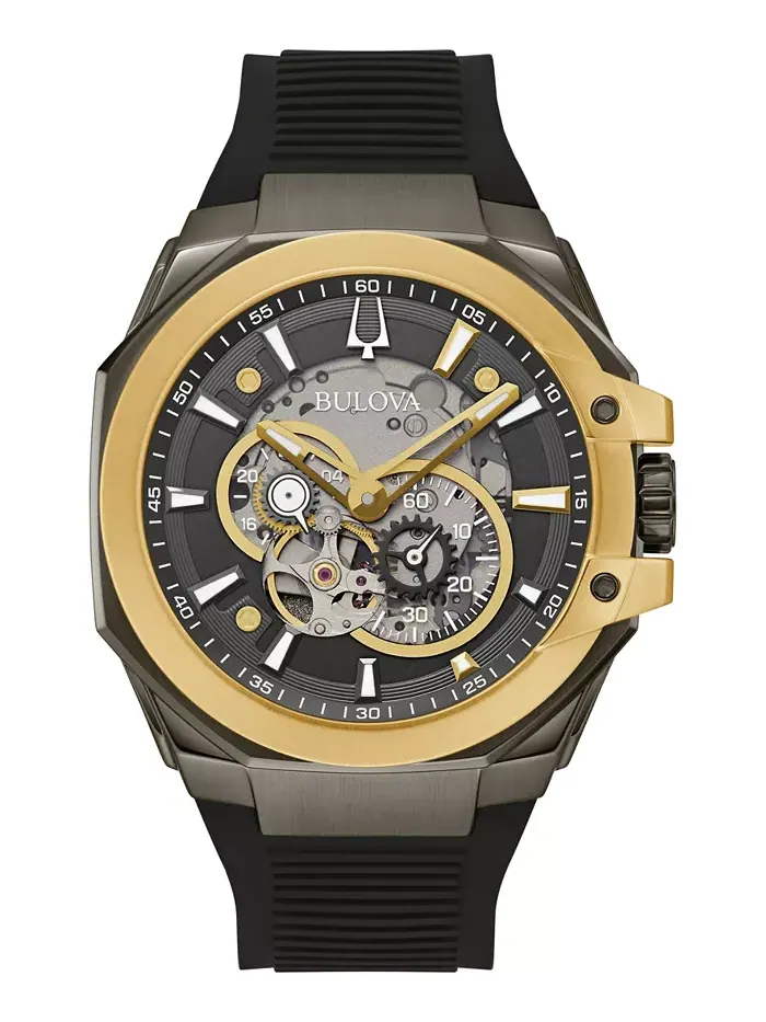 Мужские часы Marc Anthony Automatic Chronograph Maquina с черным силиконовым ремешком, 46 мм Bulova — изображение 1 из 3