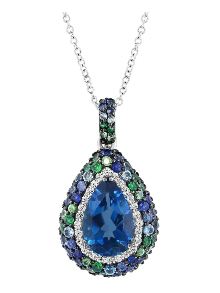Колье с несколькими драгоценными камнями (общий вес 5 — изображение 2 из 4, оттенок серебряный