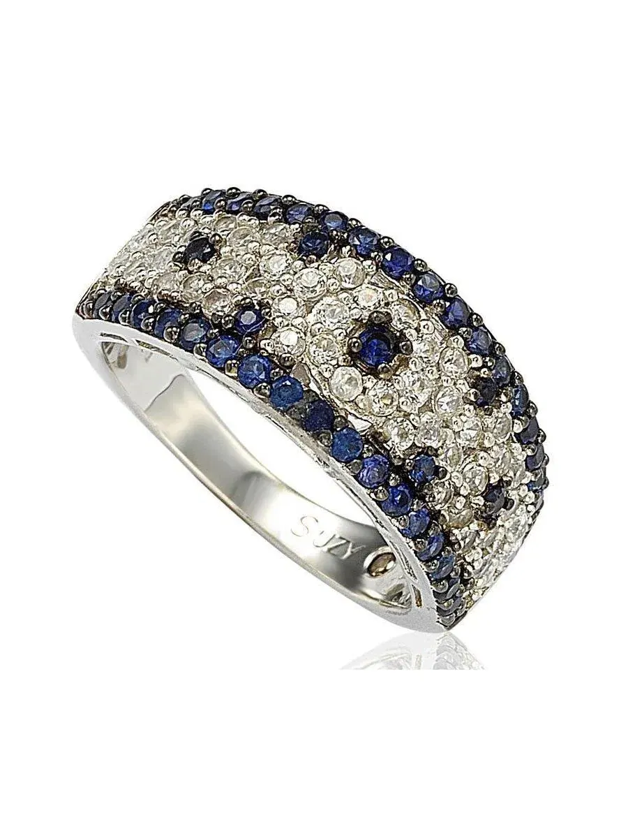 Кольцо Suzy Levian Sterling 2. с сапфиром и искусственным сапфиром в абстрактном стиле Suzy Levian