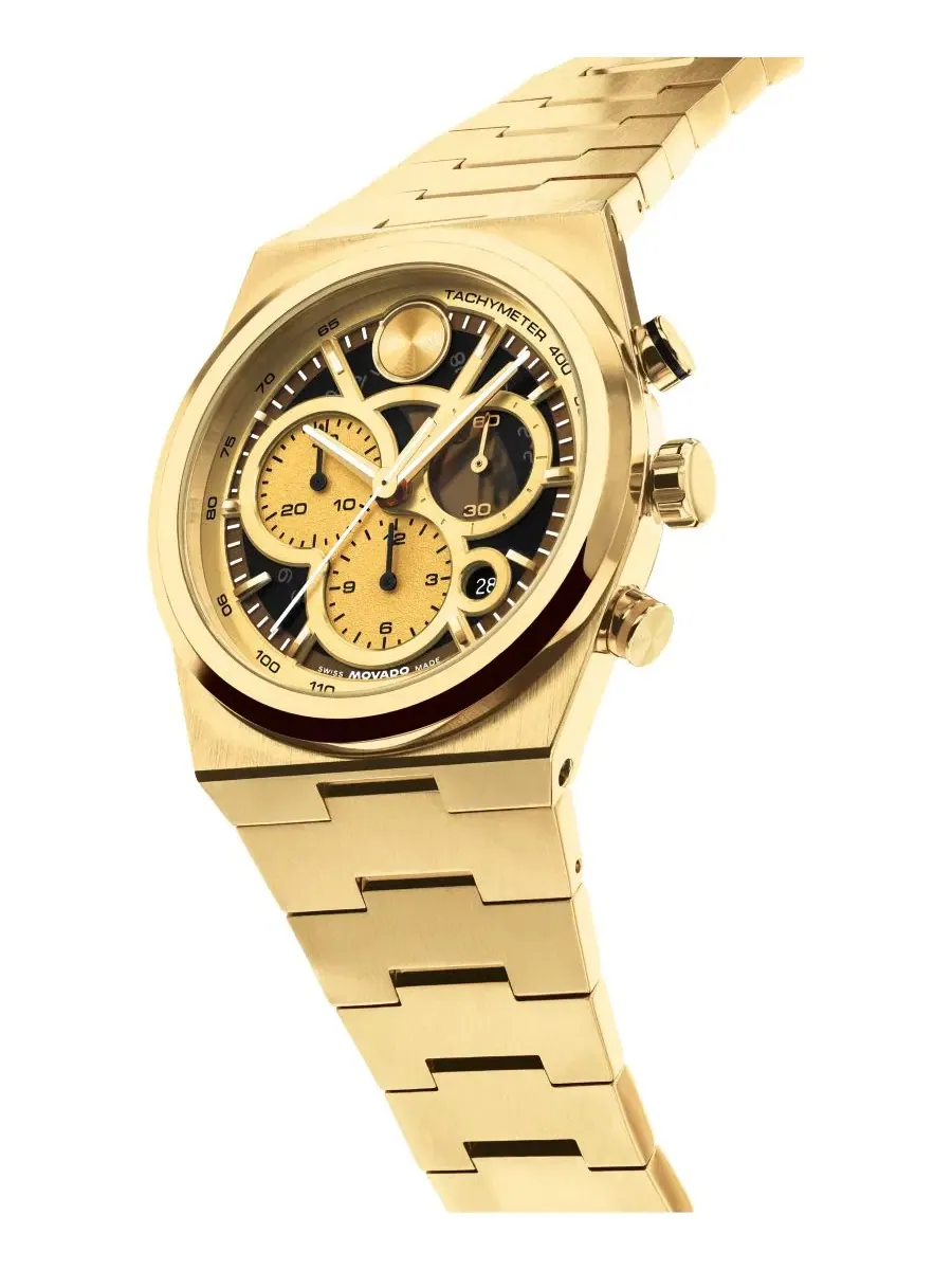 Мужские часы Bold Quest Swiss Quartz Chrono Ionic Plated Light Gold-Tone Steel Watch 40mm Movado — изображение 2 из 3