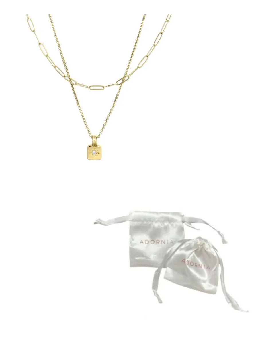 Комплект из 2 ожерелий с позолотой 14К, модель Set of 2 Necklaces ADORNIA — изображение 4 из 4