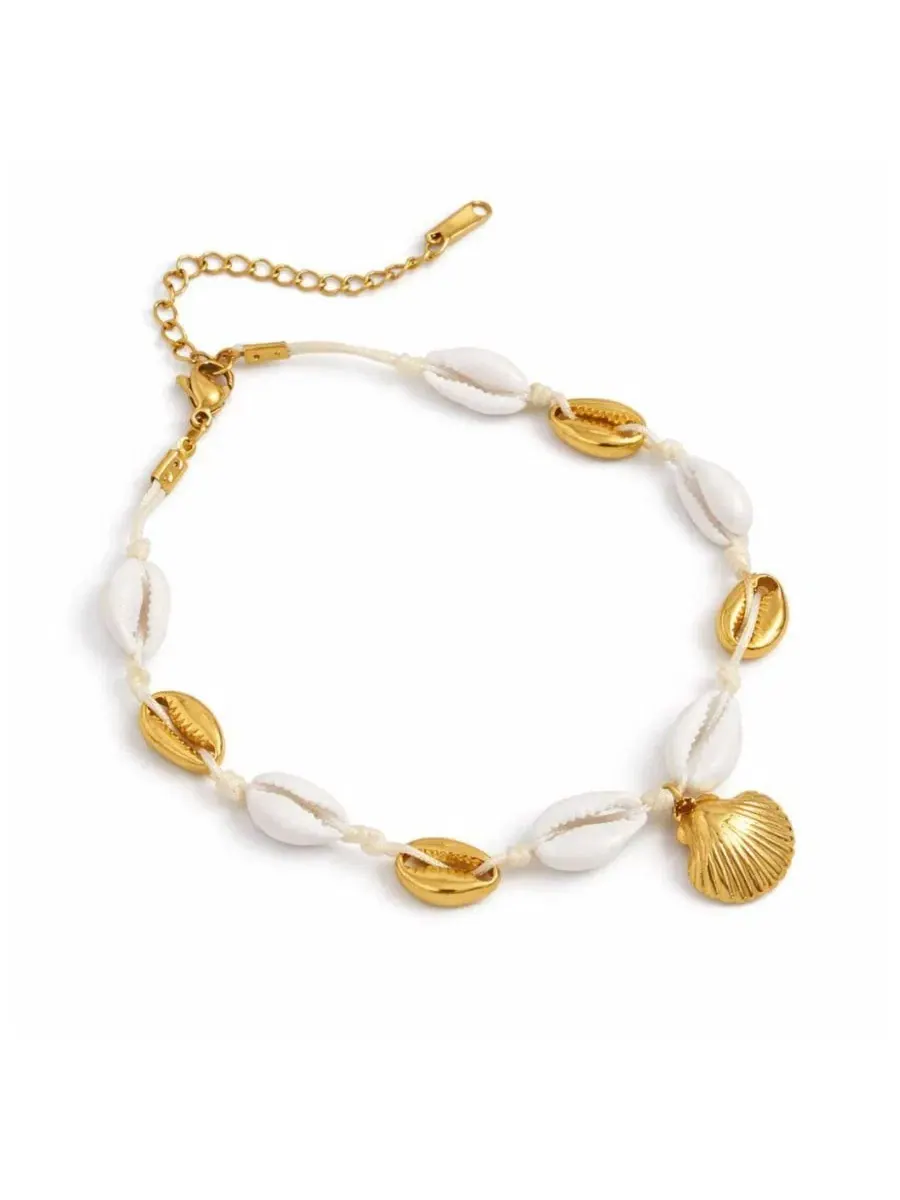 Браслет на щиколотку Mixed Shell Chain Rebl Jewelry — изображение 1 из 3, оттенок золото