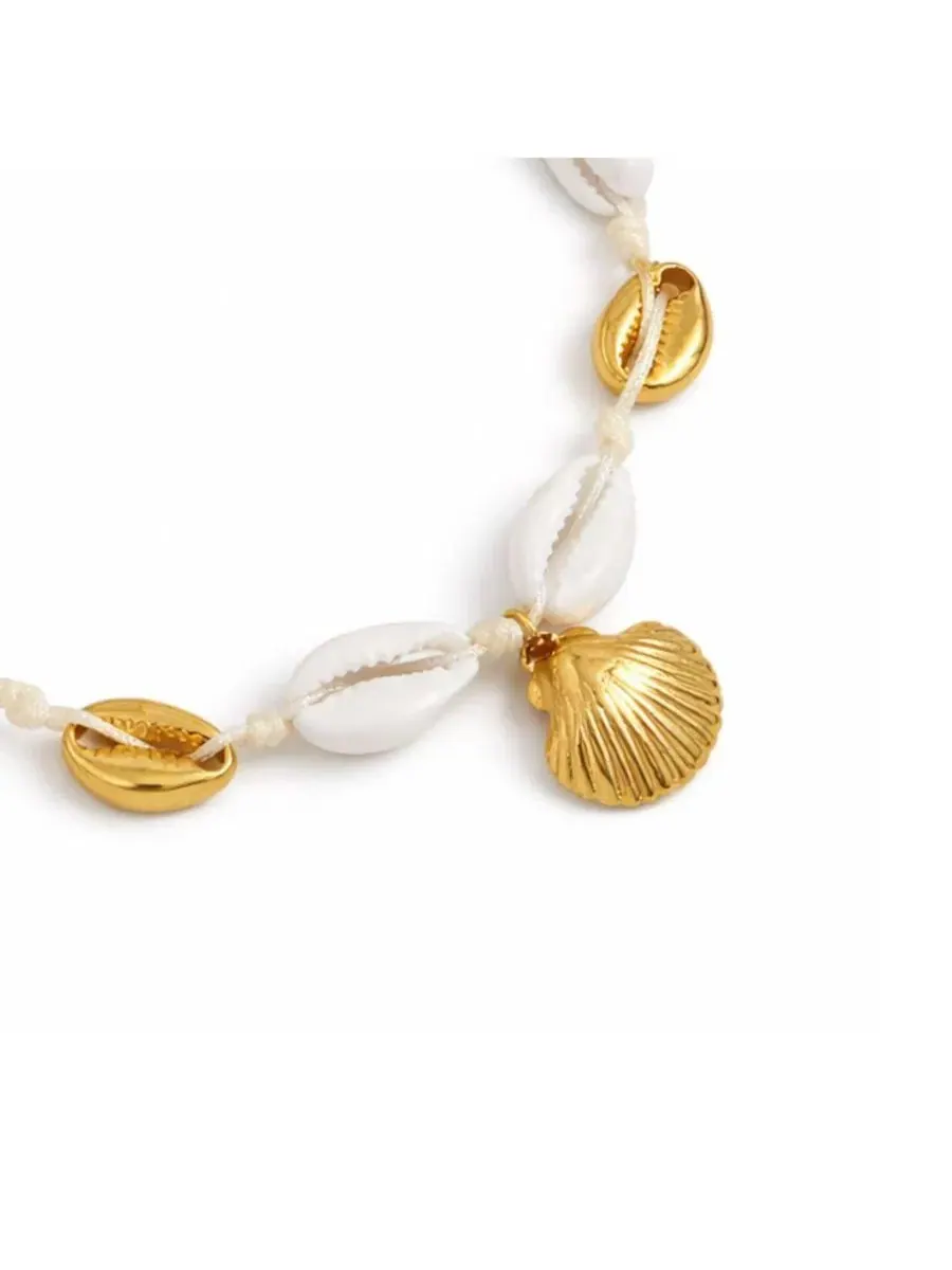 Браслет на щиколотку Mixed Shell Chain Rebl Jewelry — изображение 2 из 3, оттенок золото