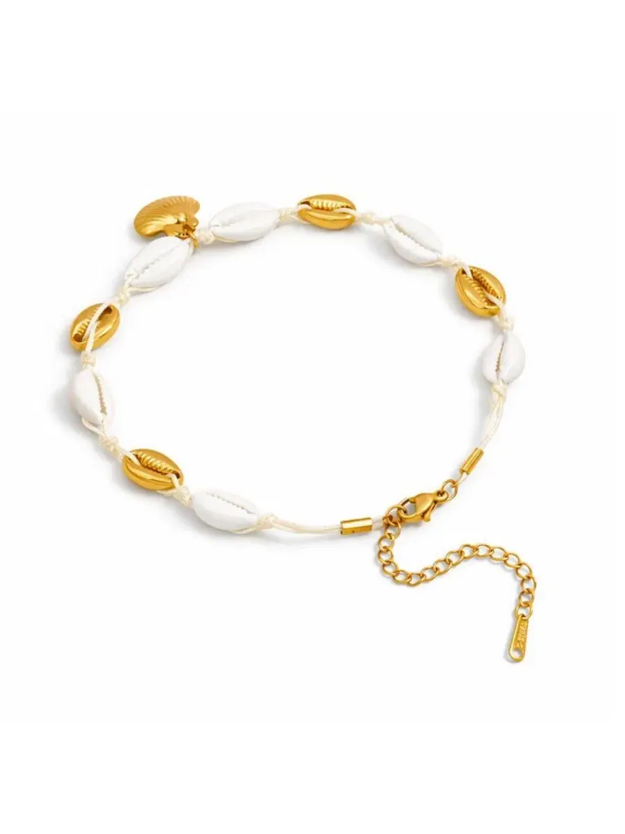 Браслет на щиколотку Mixed Shell Chain Rebl Jewelry — изображение 3 из 3, оттенок золото