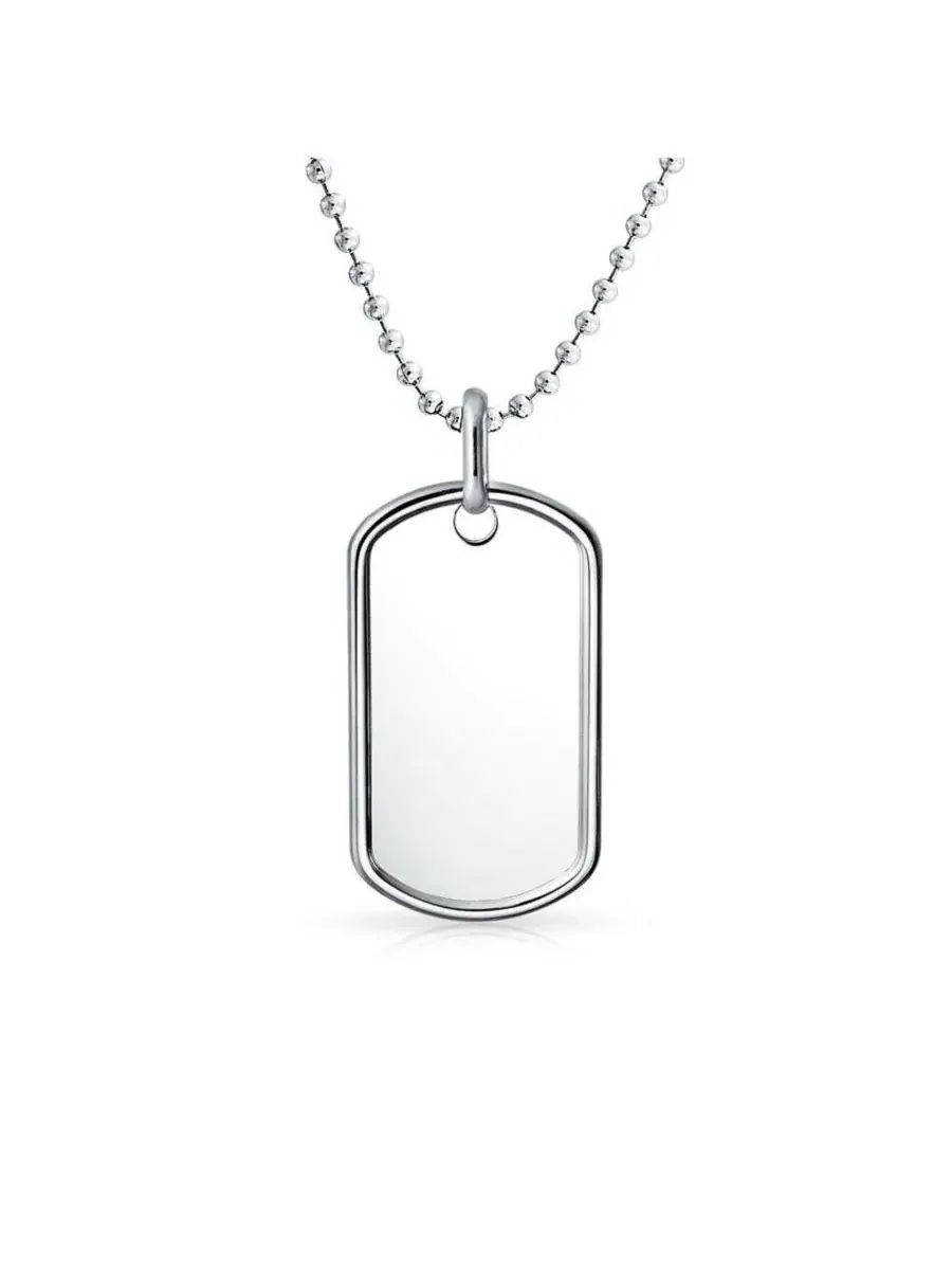Подвеска-жетон из стерлингового серебра с цепочкой-шариками, 20 дюймов Bling Jewelry — изображение 1 из 5, оттенок серебряный