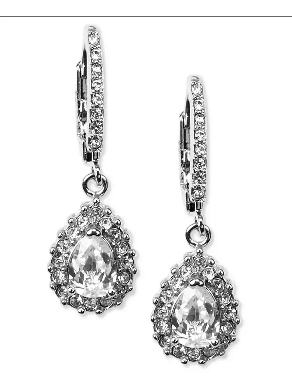 Серьги-Капли с фианитами Givenchy — изображение 1 из 4, оттенок серебряный