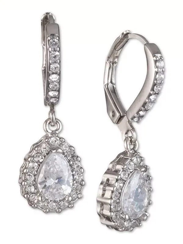 Серьги-Капли с фианитами Givenchy — изображение 3 из 4, оттенок серебряный