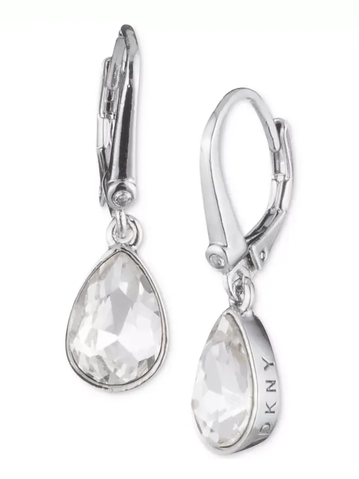 Серьги-капли с кристаллами-логотипами DKNY