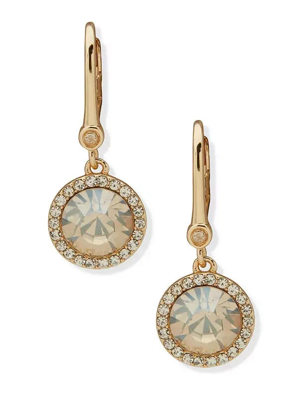 Серьги-Подвески золотистого оттенка со стеклянными камнями Dkny