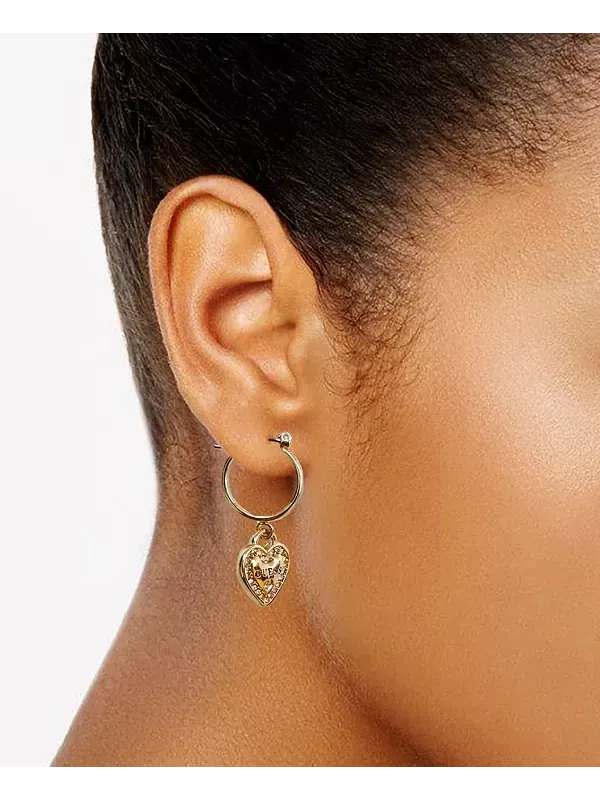 Серьги-Сердечки с золотистыми кристаллами Guess — изображение 2 из 2, оттенок золото