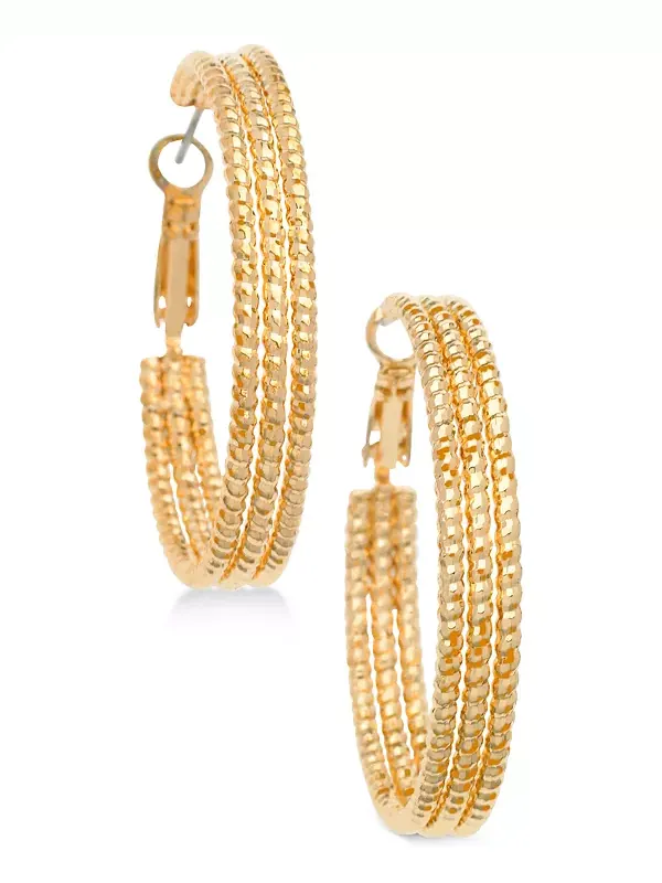 Серьги-Кольца с текстурой 1 1/2 дюйма Guess — изображение 1 из 2, оттенок золото