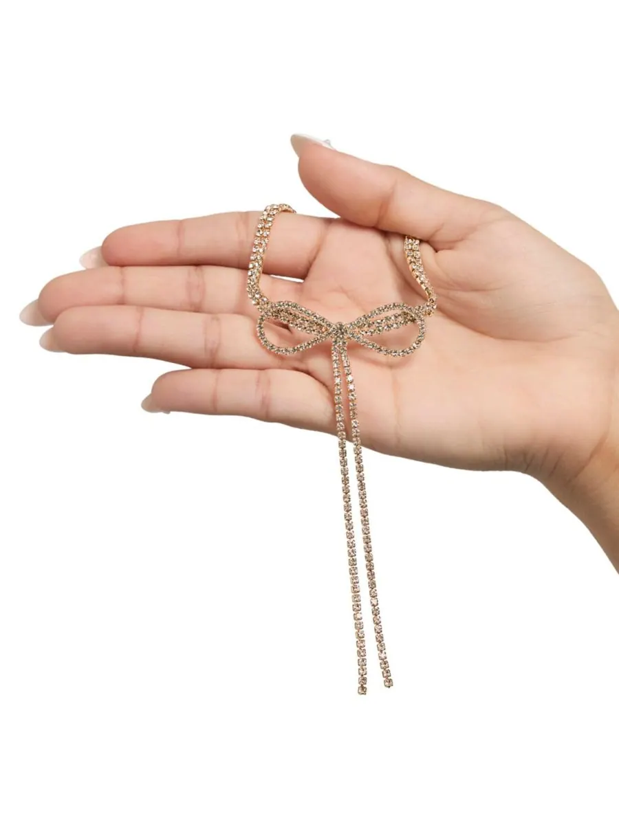 Колье-лариата BCBG Generation Crystal Double Strand Bow BCBGeneration — изображение 2 из 7, оттенок золотистый/прозрачный