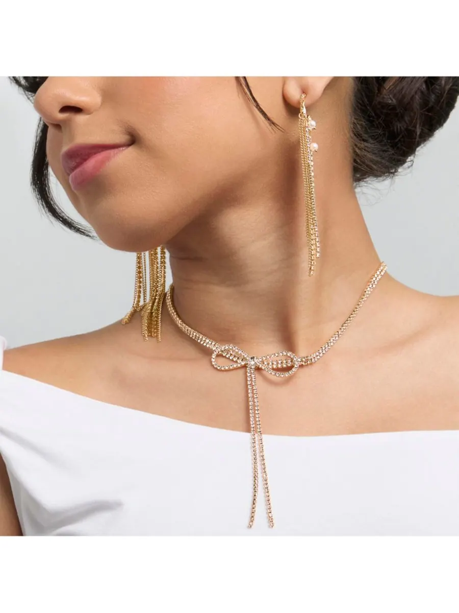 Колье-лариата BCBG Generation Crystal Double Strand Bow BCBGeneration — изображение 5 из 7, оттенок золотистый/прозрачный