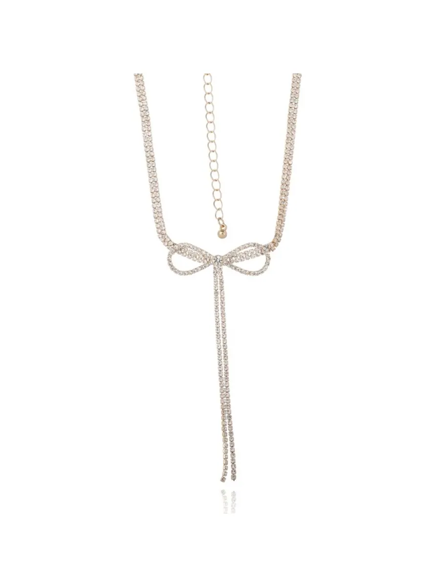Колье-лариата BCBG Generation Crystal Double Strand Bow BCBGeneration — изображение 6 из 7, оттенок золотистый/прозрачный