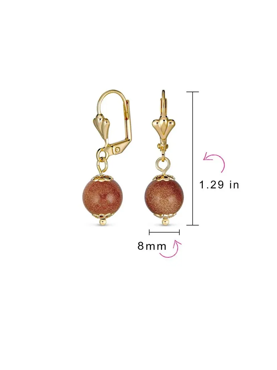 Круглые серьги-подвески из натурального золотистого оникса с покрытием Bling Jewelry — изображение 3 из 4
