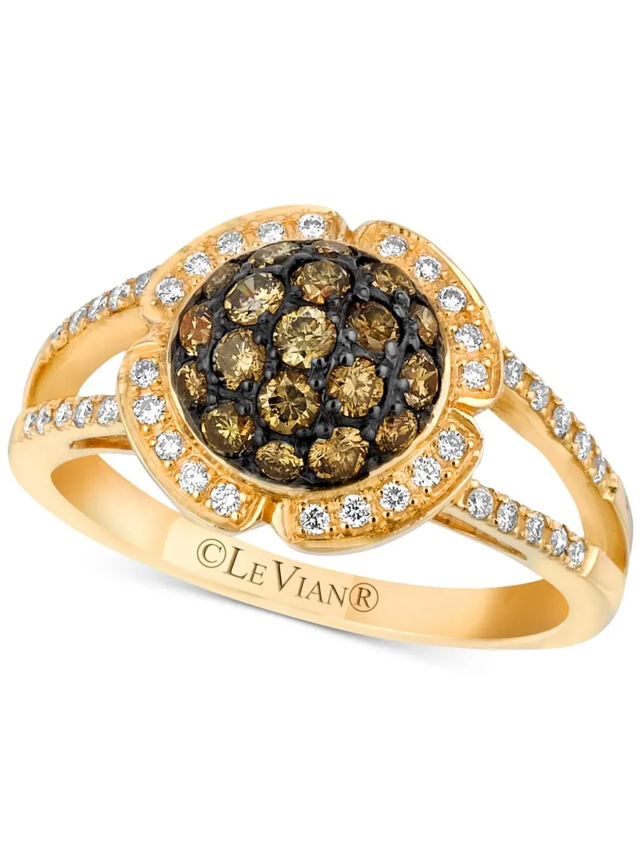 Кольцо Chocolatier Diamond Halo Cluster Ring (3/4 карата) из 14-каратного золота Le Vian — изображение 1 из 1