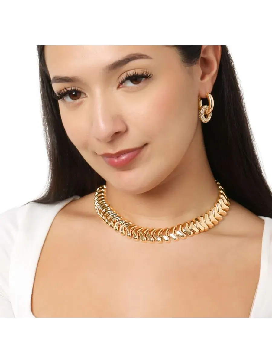Массивная цепочка с шевронным узором, длина 15 + 9 см Bcbg — изображение 2 из 5, оттенок золото