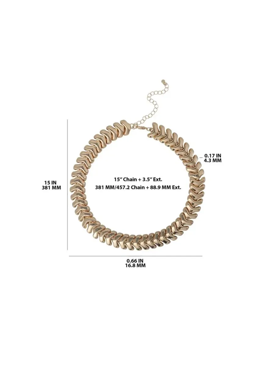Массивная цепочка с шевронным узором, длина 15 + 9 см Bcbg — изображение 3 из 5, оттенок золото