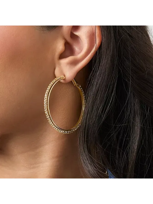 Комплект из 3 текстурированных серег-колец золотистого оттенка Jessica Simpson — изображение 3 из 4, оттенок золото