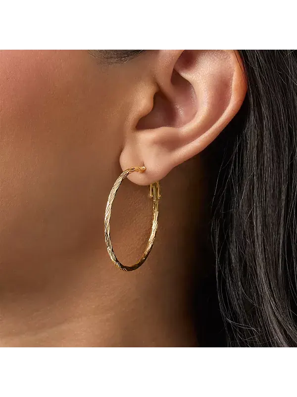 Комплект из 3 текстурированных серег-колец золотистого оттенка Jessica Simpson — изображение 4 из 4, оттенок золото