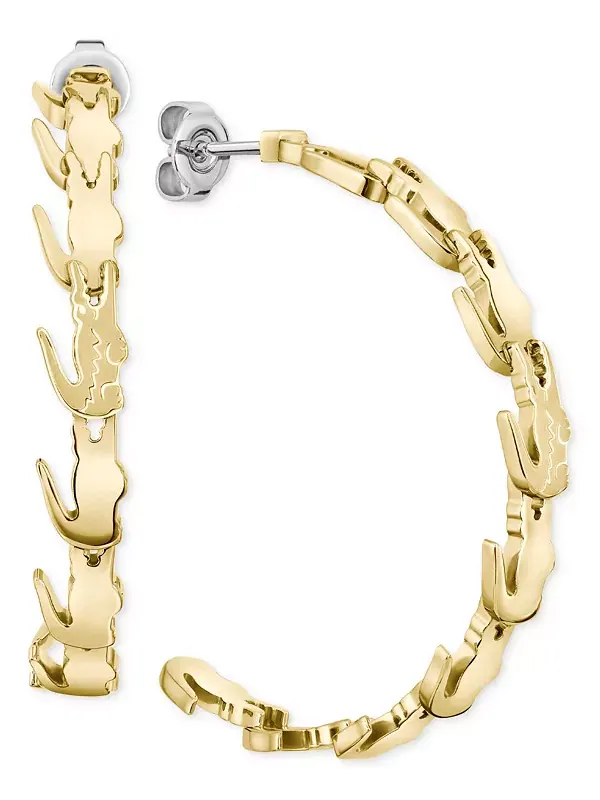 Серьги-Кольца из крокодила среднего размера, 2 дюйма Lacoste — изображение 1 из 4, оттенок золото