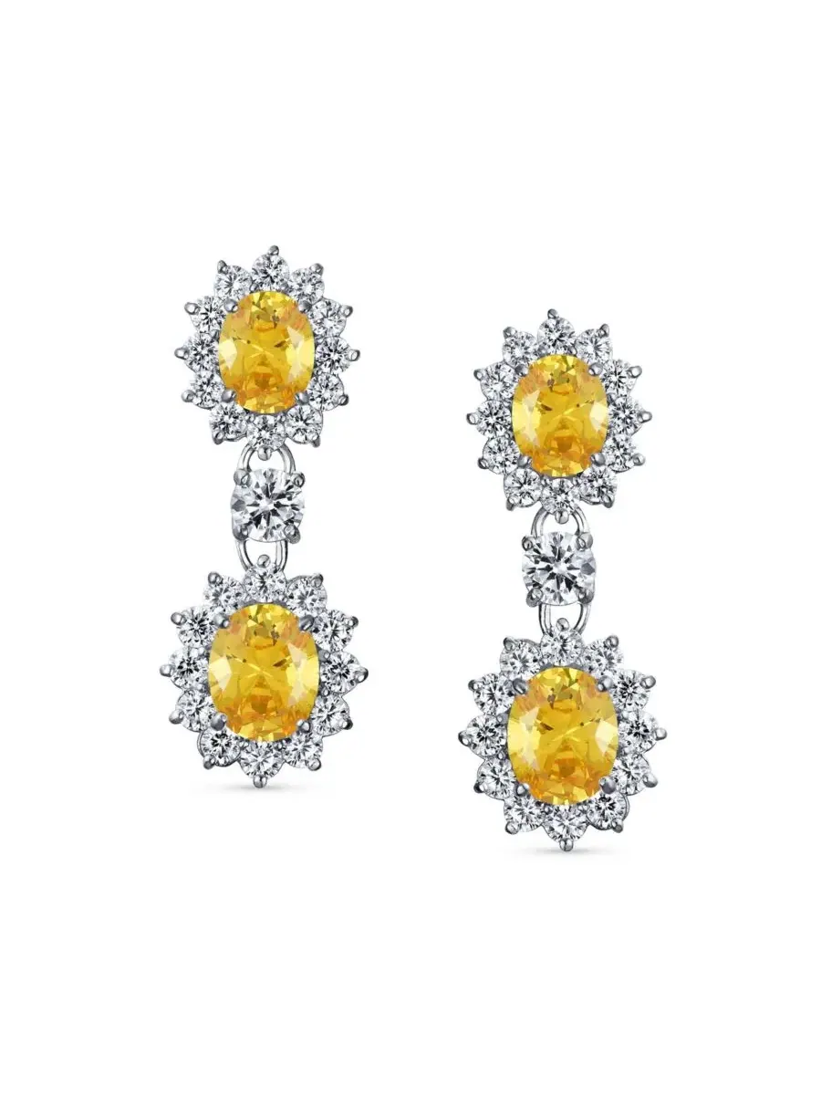 Серьги-подвески с кристаллами, модель Art Deco Style Crown Halo Oval CZ Bling Jewelry — изображение 4 из 5, оттенок мульти