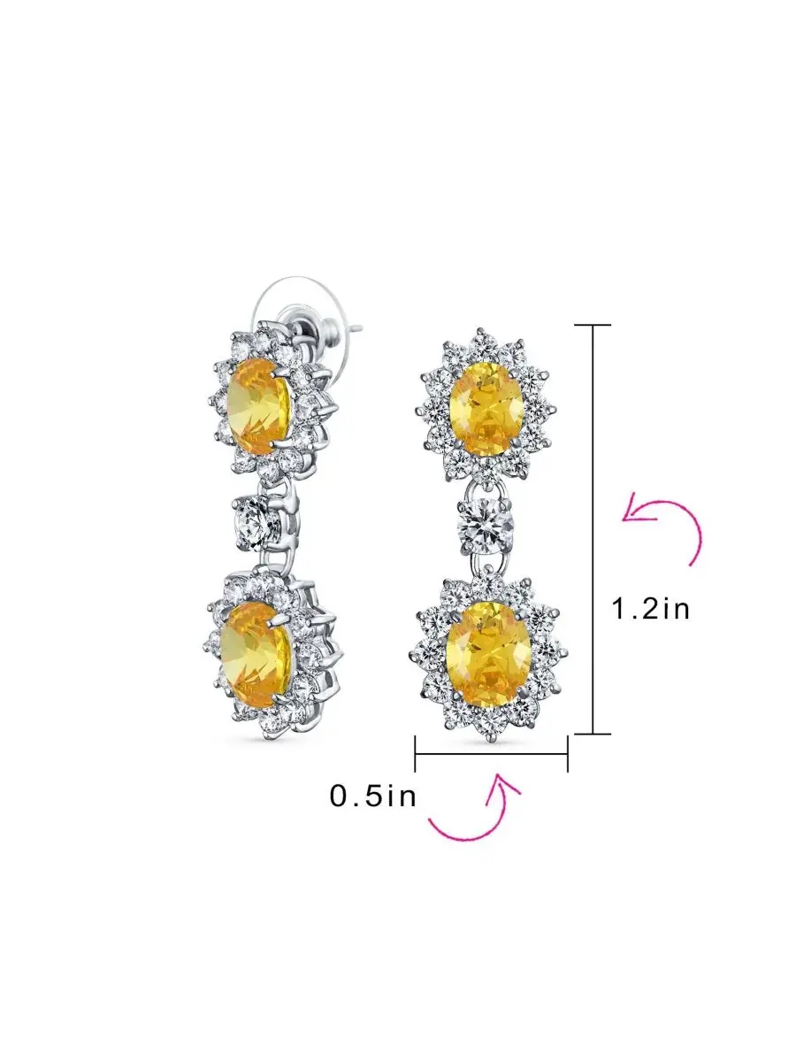 Серьги-подвески с кристаллами, модель Art Deco Style Crown Halo Oval CZ Bling Jewelry — изображение 5 из 5, оттенок мульти