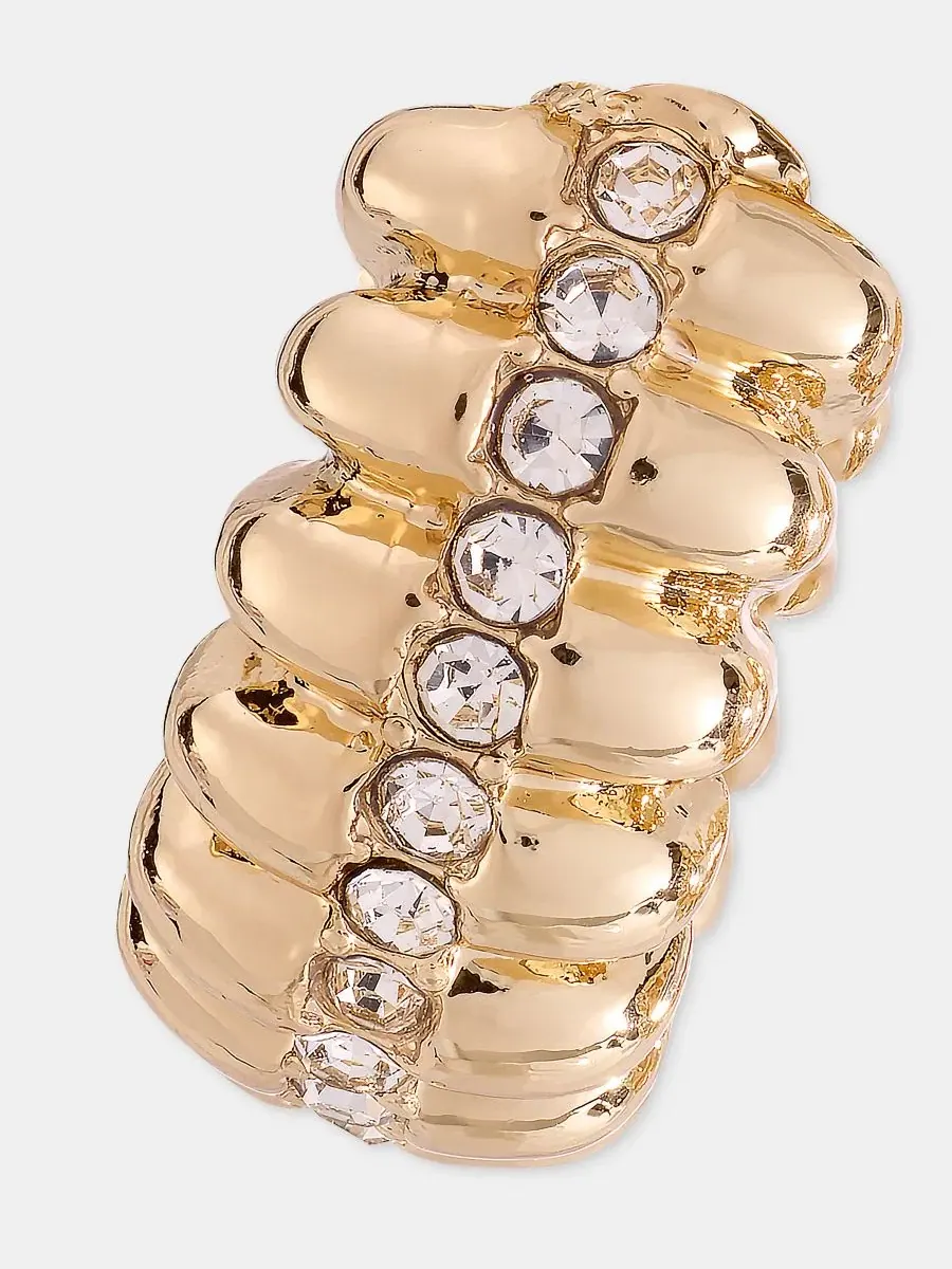 Серьги-пусеты с кристаллами, модель Small Pavé Fluted Clip-On Hoop Anne Klein — изображение 3 из 3, оттенок прозрачный