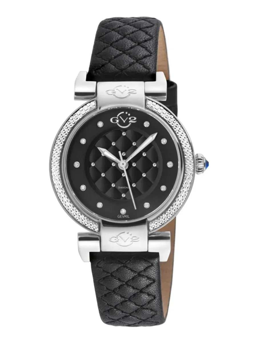 Женские часы Berletta Swiss Quartz Diamond Leather Strap GV2 by Gevril — изображение 1 из 3, оттенок серебряный