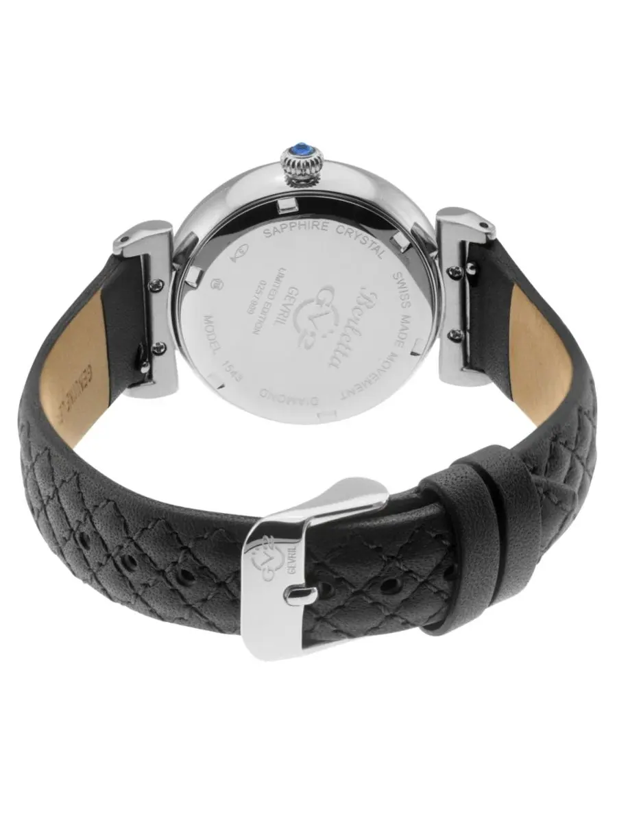 Женские часы Berletta Swiss Quartz Diamond Leather Strap GV2 by Gevril — изображение 2 из 3, оттенок серебряный