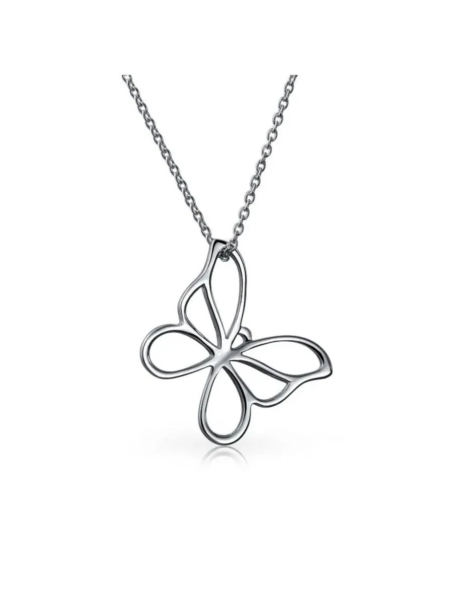 Кулон-бабочка из стерлингового серебра, модель Butterfly Pendant Necklace Dainty Open Cut Out — изображение 1 из 3