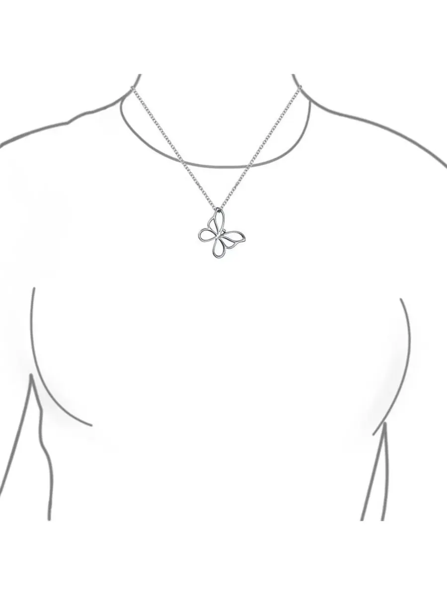 Кулон-бабочка из стерлингового серебра, модель Butterfly Pendant Necklace Dainty Open Cut Out — изображение 2 из 3