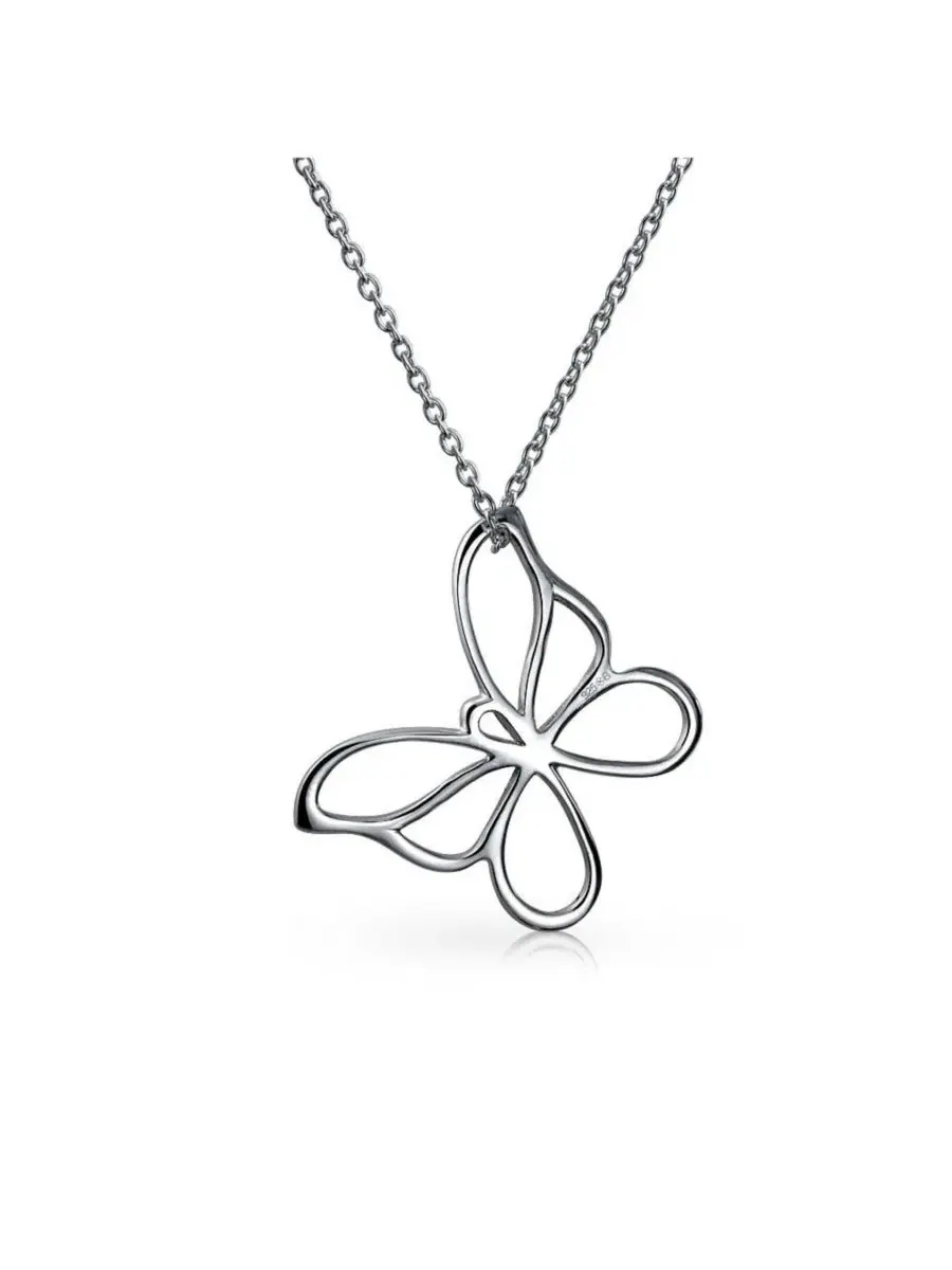 Кулон-бабочка из стерлингового серебра, модель Butterfly Pendant Necklace Dainty Open Cut Out — изображение 3 из 3