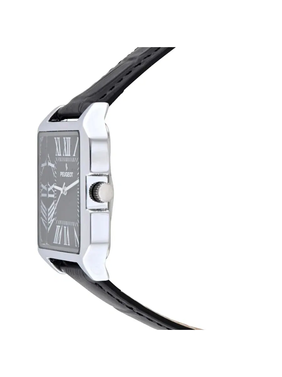 Мужские часы Peugeot с квадратным корпусом и римскими цифрами, Leather Strap — изображение 3 из 3, оттенок нет цвета