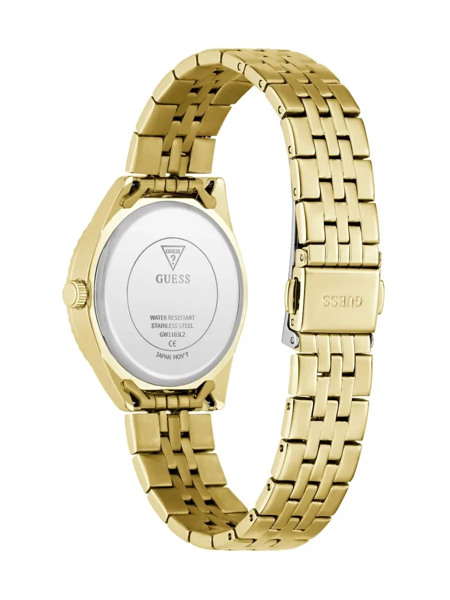 Женские часы QUARTZ с золотистым корпусом из стали, 32 мм GUESS — изображение 2 из 6, оттенок золото
