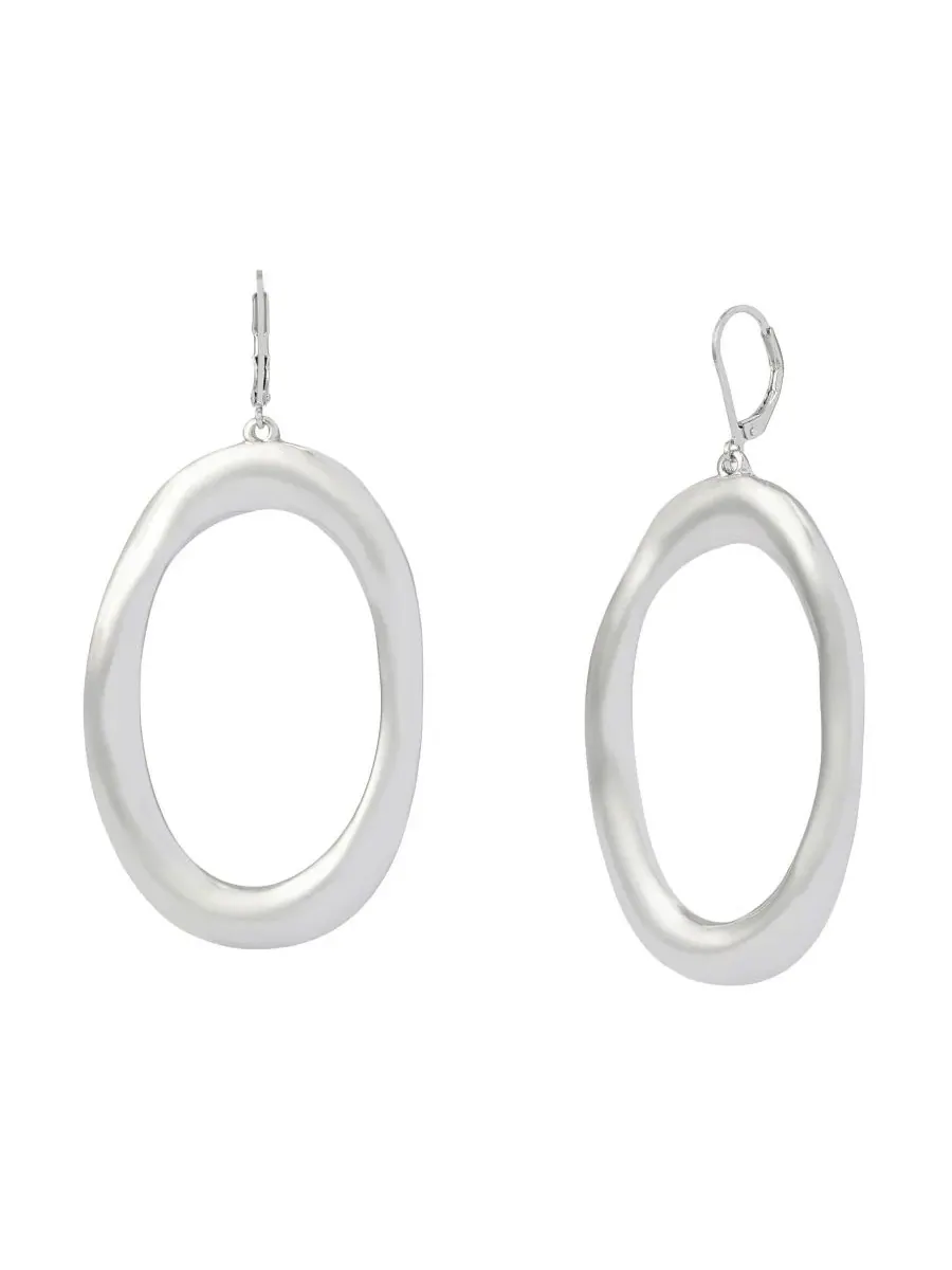 Серьги-капли с овальной огранкой Rhodium Sculpted Oval Drop Robert Lee Morris Soho — изображение 1 из 3, оттенок прозрачный