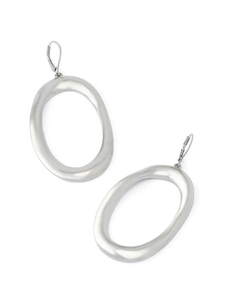 Серьги-капли с овальной огранкой Rhodium Sculpted Oval Drop Robert Lee Morris Soho — изображение 2 из 3, оттенок прозрачный