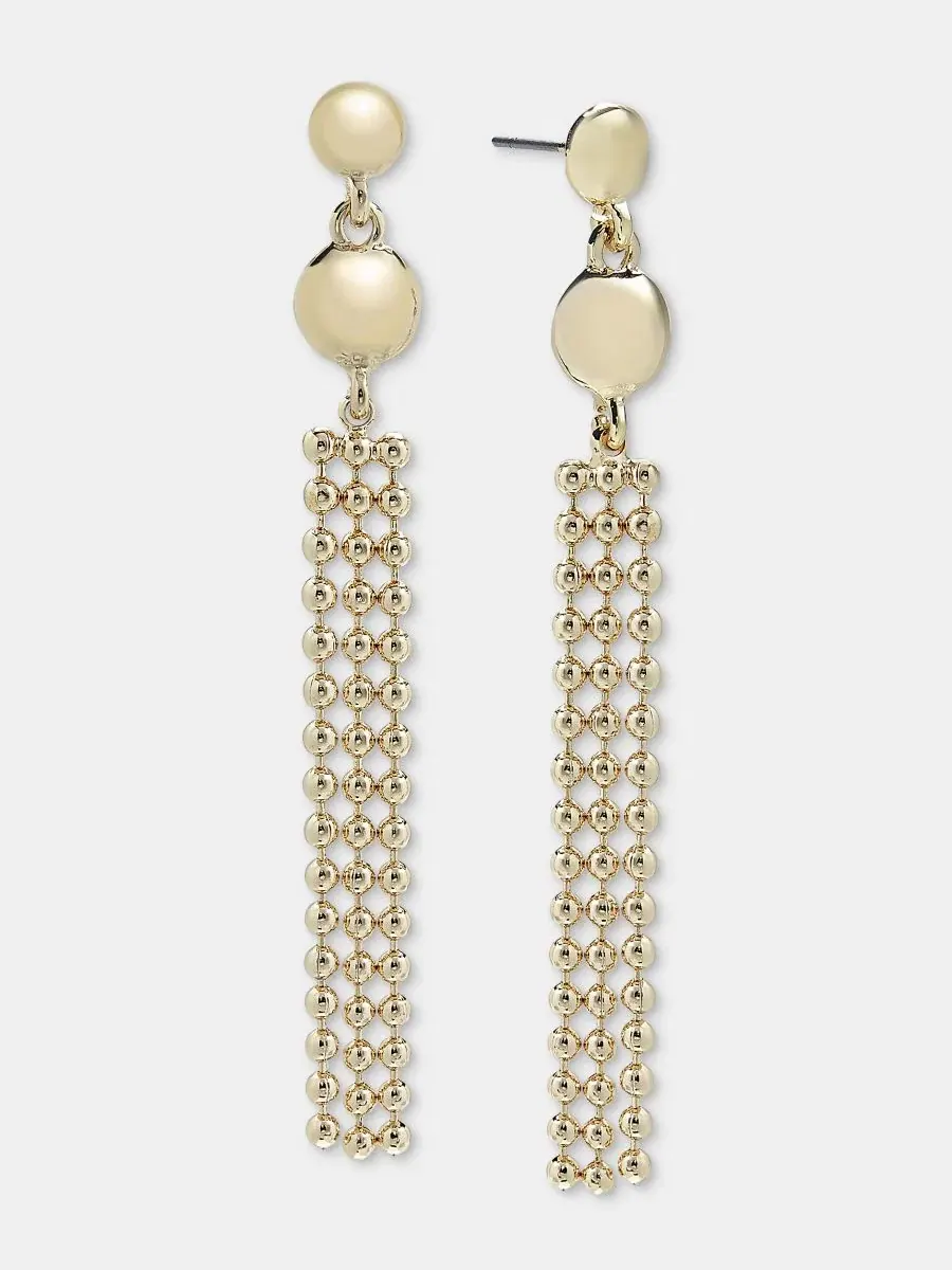 Серьги-подвески с линейным узором из бисера Anne Klein — изображение 2 из 4, оттенок золото