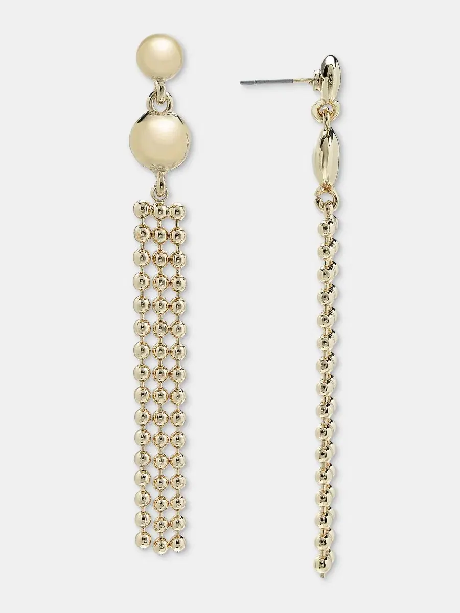 Серьги-подвески с линейным узором из бисера Anne Klein — изображение 4 из 4, оттенок золото