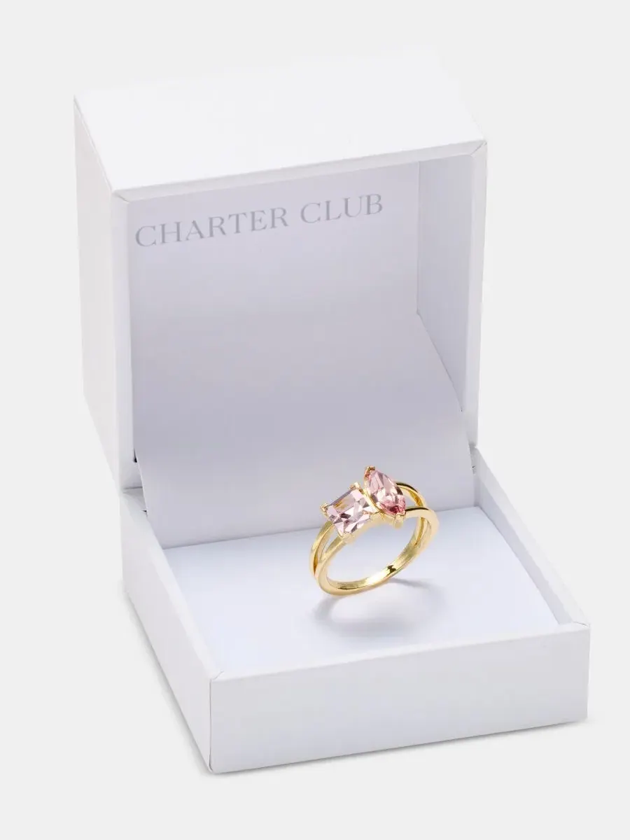 Кольцо с двумя розовыми кристаллами Charter Club — изображение 3 из 3, оттенок золото