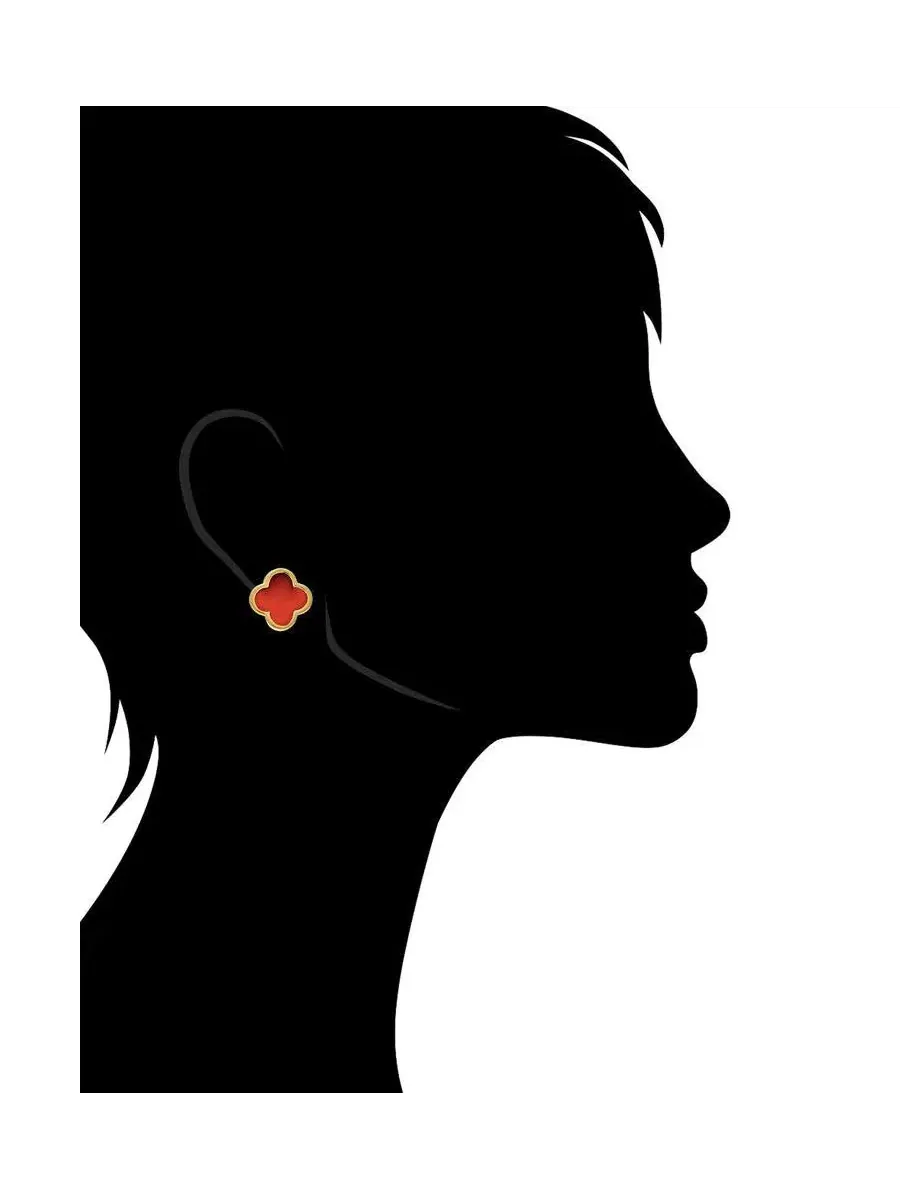 Серьги-гвоздики в виде цветка из сердолика Rivka Friedman — изображение 2 из 3, оттенок золотистый красный