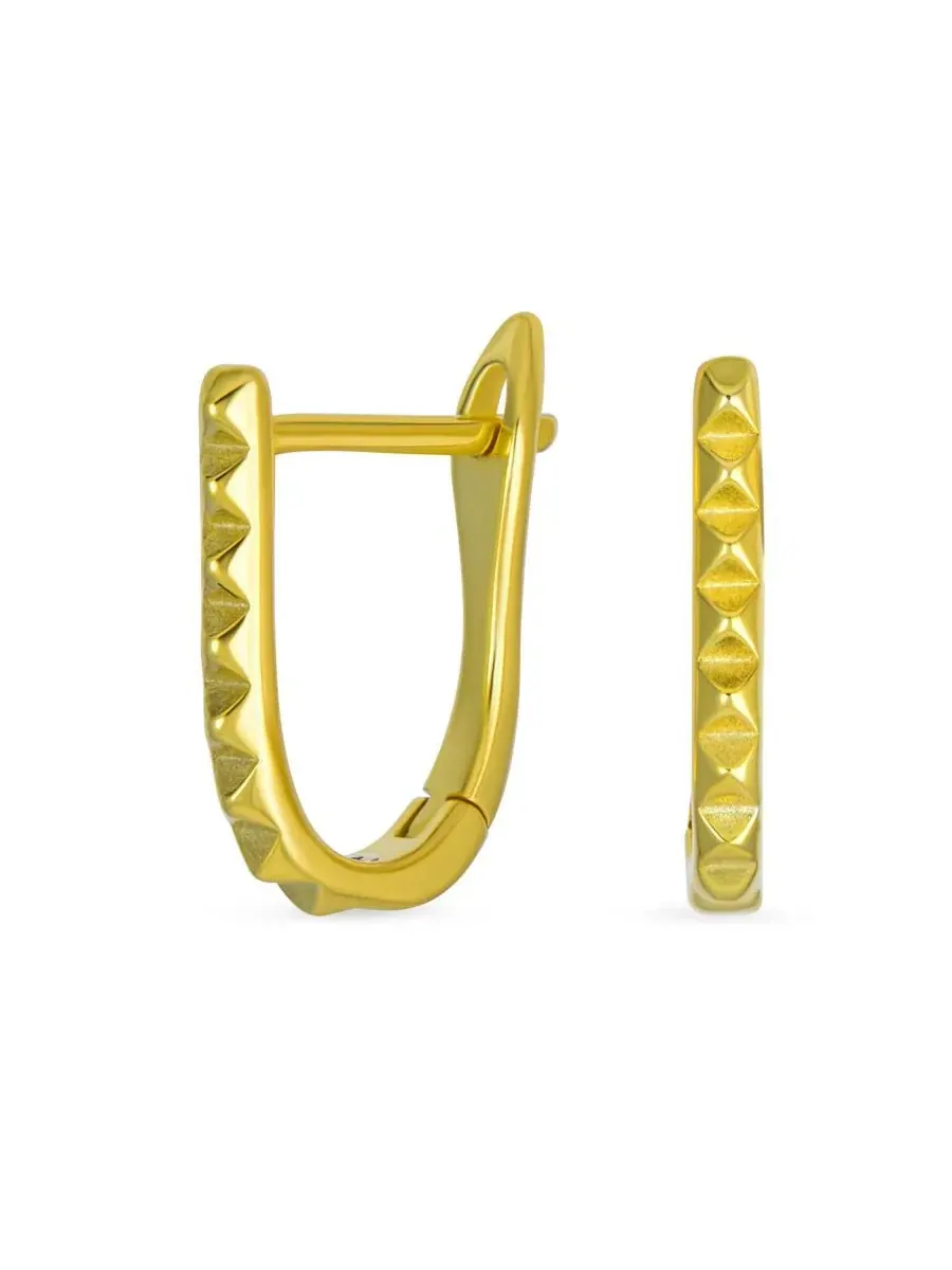 Современные тонкие серьги-кольца U-образной формы, 14K Bling Jewelry — изображение 1 из 4, оттенок золотистый