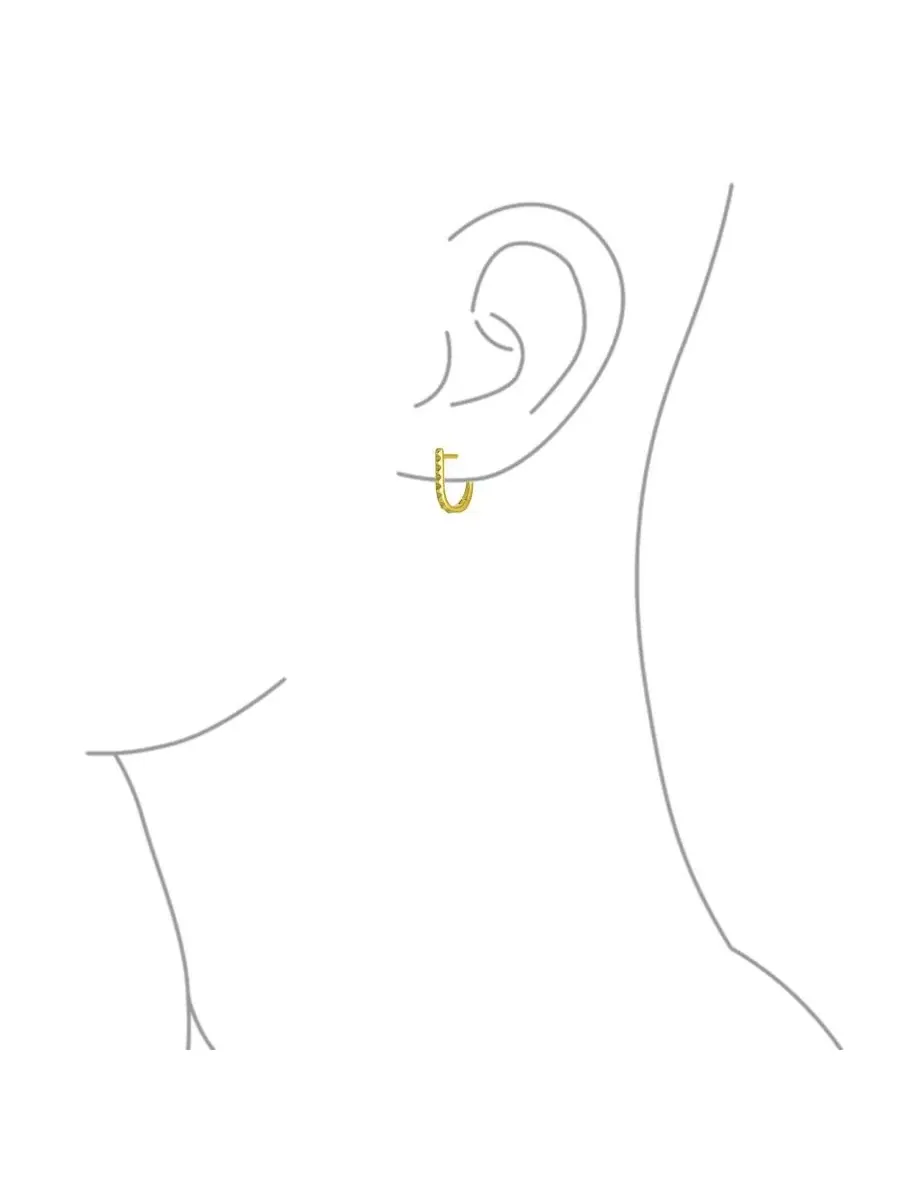 Современные тонкие серьги-кольца U-образной формы, 14K Bling Jewelry — изображение 2 из 4, оттенок золотистый