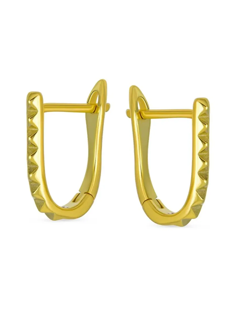 Современные тонкие серьги-кольца U-образной формы, 14K Bling Jewelry — изображение 3 из 4, оттенок золотистый