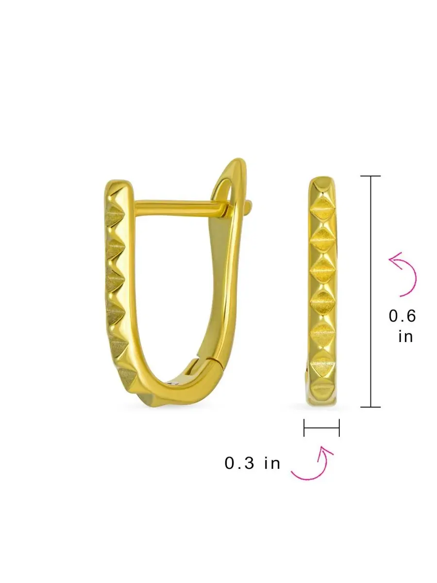 Современные тонкие серьги-кольца U-образной формы, 14K Bling Jewelry — изображение 4 из 4, оттенок золотистый