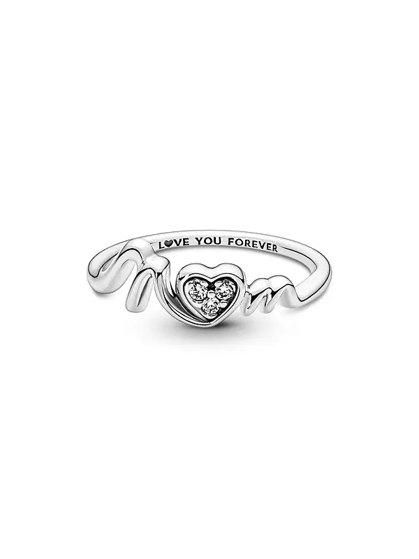 Кольцо с кубическим цирконием Moments Mom Pave Heart Pandora — изображение 1 из 4, оттенок серебряный