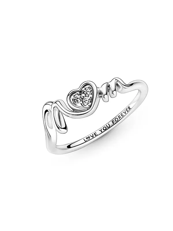 Кольцо с кубическим цирконием Moments Mom Pave Heart Pandora — изображение 3 из 4, оттенок серебряный