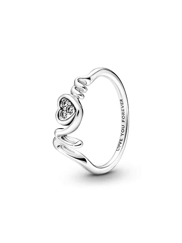 Кольцо с кубическим цирконием Moments Mom Pave Heart Pandora — изображение 4 из 4, оттенок серебряный