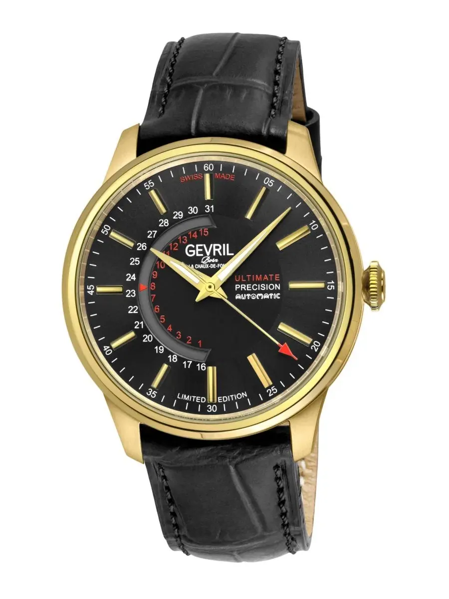 Мужские часы Guggenheim Swiss Automatic Italian Leather Strap Gevril